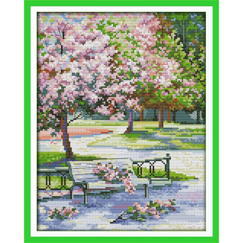 Eeuwige Liefde De Lente In De Park Chinese Borduurpakketten Ecologische Katoen Stamped Diy Jaar Decoraties Voor Huis