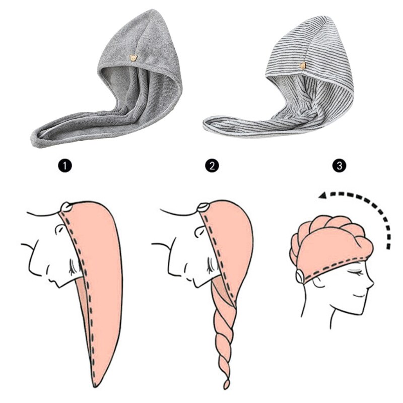 Gorro de fibra de carbón de bambú para el pelo, toalla de secado rápido, absorbente, para baño y ducha, novedad de