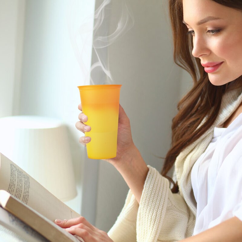 Reusable Color Changing Coffee Cup PP Food Grade Material 473ml / 16floz Coffee Mug Tumbler Color Changes Heat Activated