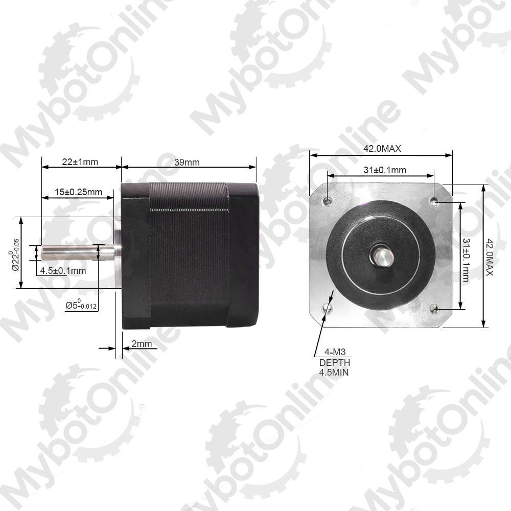 Nema 17 Stepper Motor 42mm 2 Phase 44Ncm 1.7A Nema17 Motor with 1m Cable 4-lead for 3D printer CNC XYZ