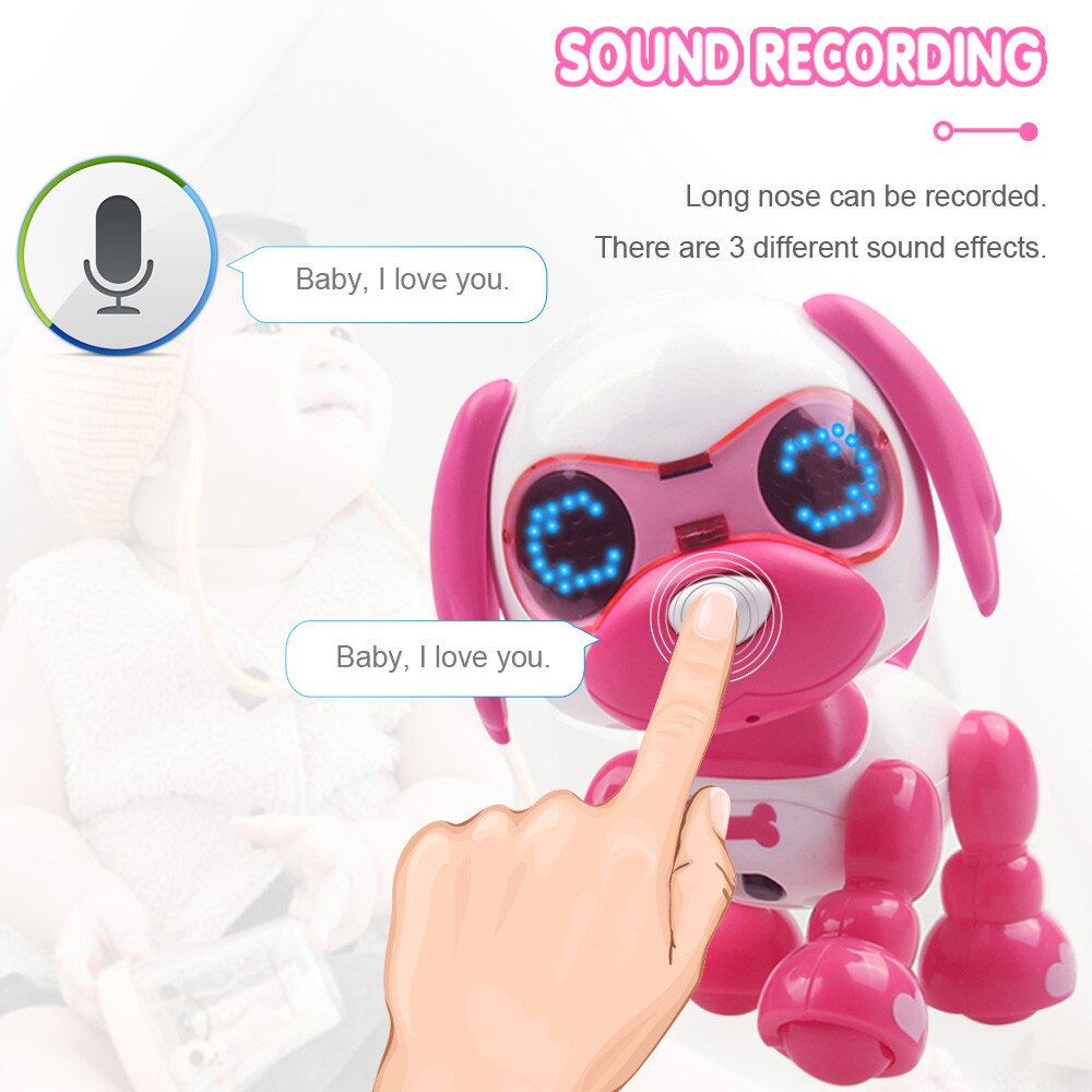 Interactivo RC Perro Robot de juguete inteligente electrónica mascotas perro de los niños de juguete Animal ojos LED grabación de sonido cantar dormir juguetes inteligentes