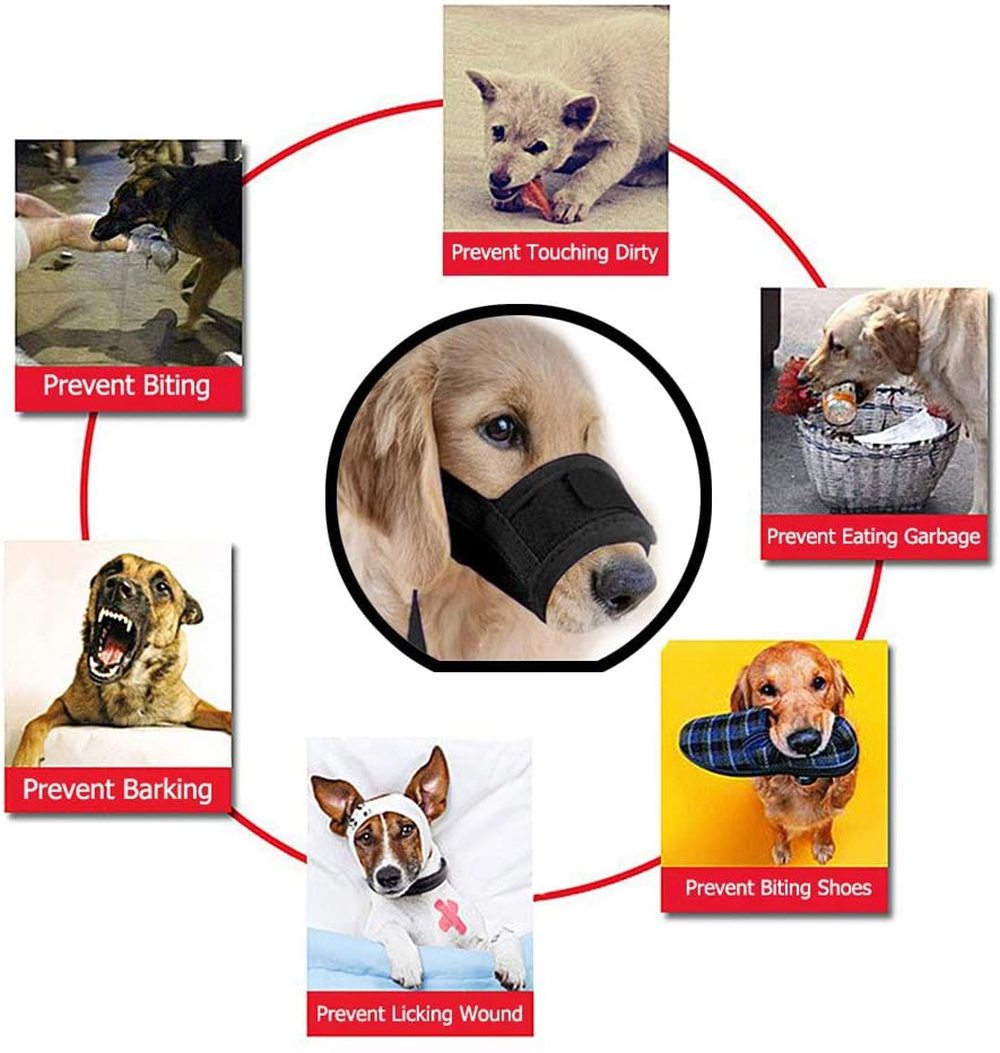 Mascarilla ajustable para mascotas, máscara para ladrar y morder, suave, para el cuidado de la boca, Anti-Parada de masticar, para perros pequeños y grandes