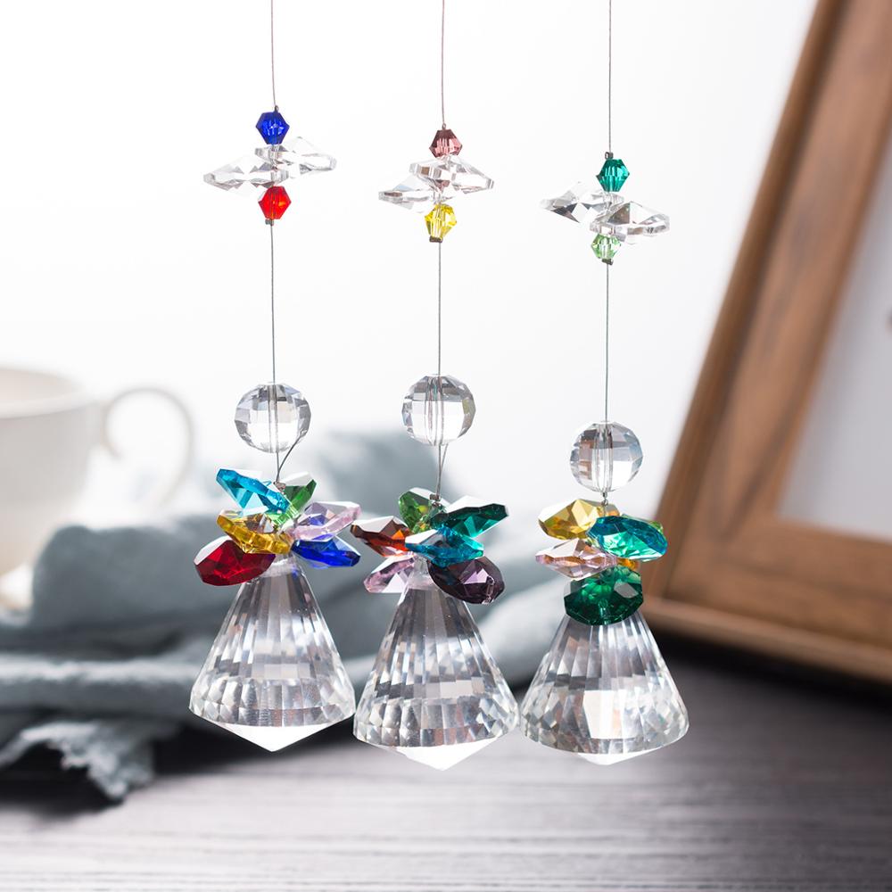 Kamel 1 stk regnbuens skytsengel 30mm diamantkugle krystal solfanger til hjemmebil dekoration veranda dekor hængende ornament
