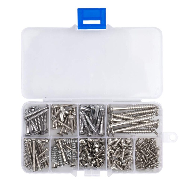 254 Stuks Gitaar Schroef Kits 9 Soorten Assortiment Set Met Veren Voor Gitaar Bridge Slagplaat Tuner Schakelaar Halsplaat Gitaar Upgrade Kits