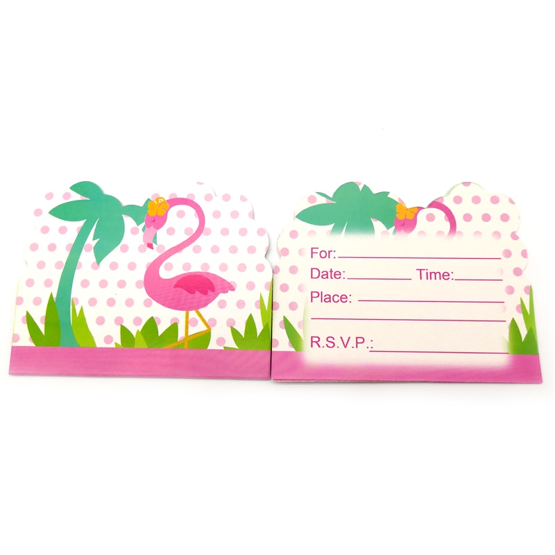 Tillykke med fødselsdagen baby shower arrangementer bryllupsfest dekoration piger børn barn kvinder favoriserer flamingo tema invitationskort 10 stk.