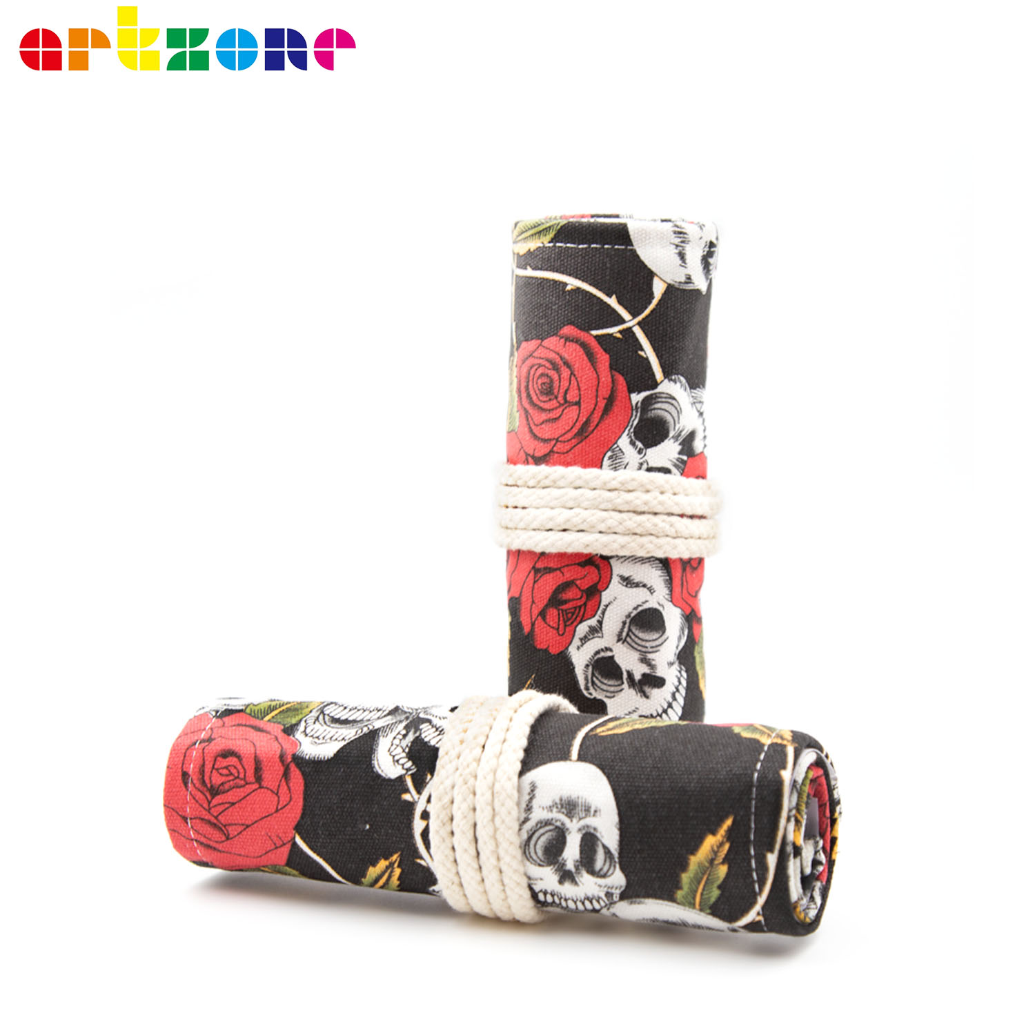 Pencil Case 48 Holes Canvas Wrap Roll Up Pencil Bag Pen Case Holder Storage Pouch Writing Supplies: B116-48 HOLES