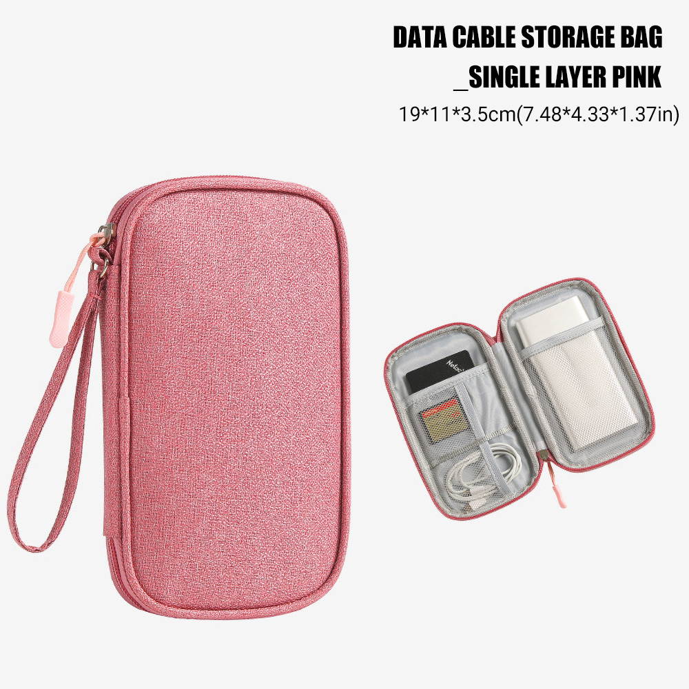 Sac de rangement de voyage pour cordon de câble, sac de rangement de câble de données de chargeur USB, étui de transport Portable étanche, sac de rangement multicouche: YELLOW