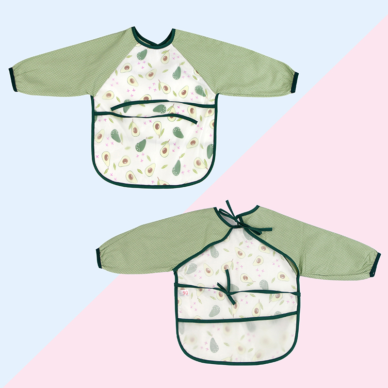 Cute Cartoon Baby Bibs Waterproof Infant Eating Bib with Pocket Children Drawing Long Sleeve Apron Kids Burp Cloth Baby Stuff