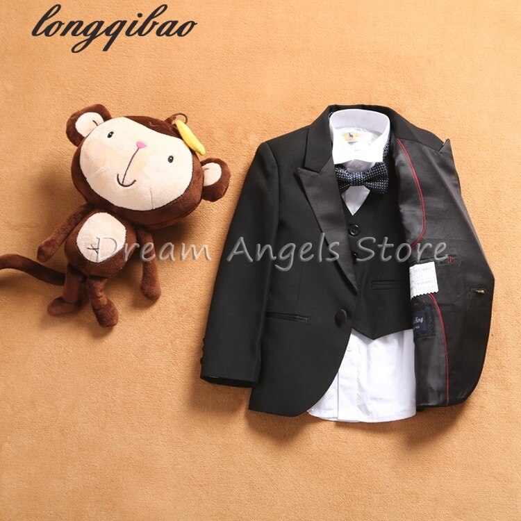 Frete grátis Conjunto terno conjuntos de menino Terno ternos Slim Fit Noivo Smoking Novo estilo menino da menina de Flor (jaqueta + calça + Colete + Gravata + gravata borboleta)