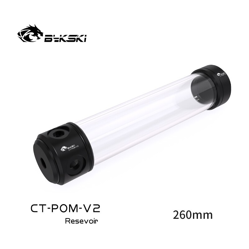 BYKSKI Reservoir, Acrylic Cylindrical Water-Coolant Tank for PC water cooling system 150mm, 200mm, 260mm,: 260mm BLACK