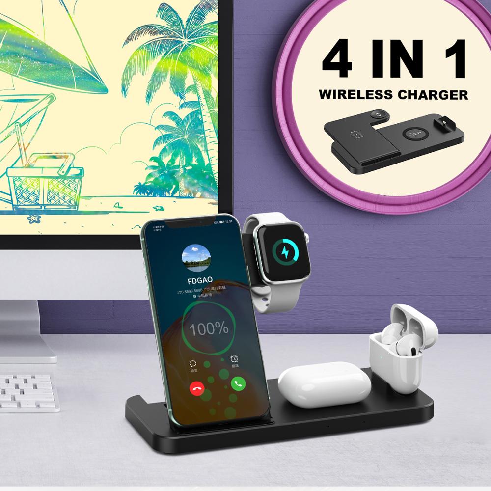 3 in 1 Schnelle Ladestation für AirPods 15W Qi Schnelle Drahtlose Ladegerät Für Apfel Uhr SE 6 5 4 3 2 iPhone 12 Profi 11 Samsung S20