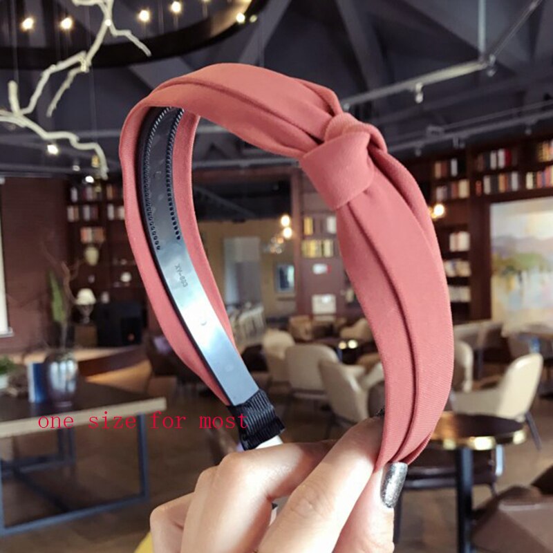 Effen Kleur Knoop Hoofdbanden Voor Vrouwen Eenvoudige Stof Meisjes Haarband Vrouwen Haaraccessoires Brede Zijde Haarband