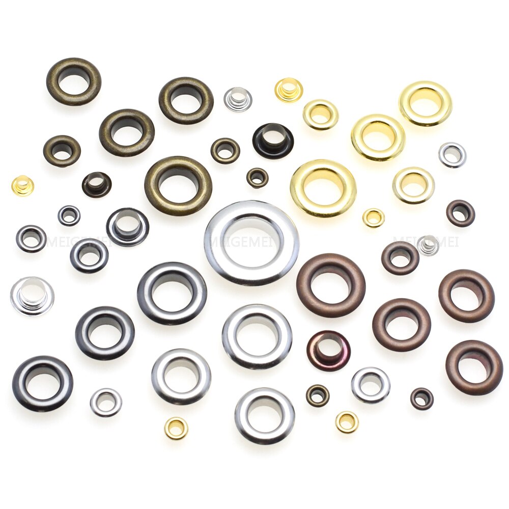 100pcs/pack Metal Eyelets Grommets 3MM 4MM 5MM for Leather Craft DIY Scrapbooking Shoes Practical Accessories