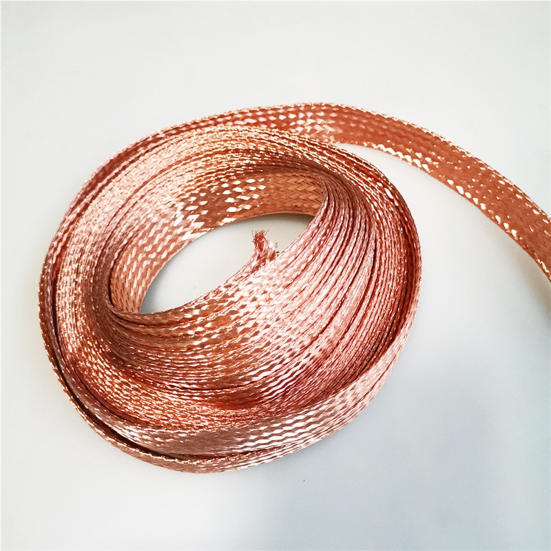 10m 10 kvadratisk platt ren koppar fläta hög flexibilitet kabel naken koppar fläta bly tråd jord ledning tråd