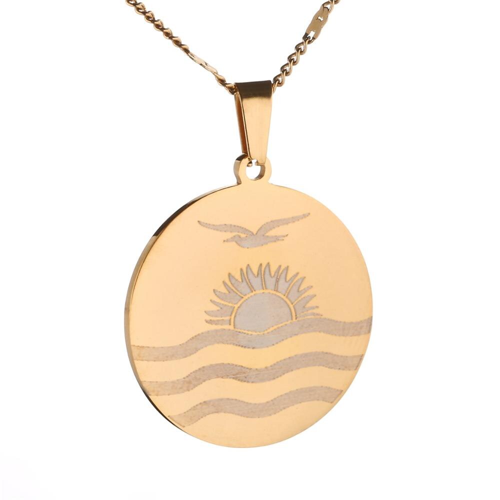 Rvs Trendy Kiribati Boboto Vlag Hanger Ketting Ronde Ketting Sieraden