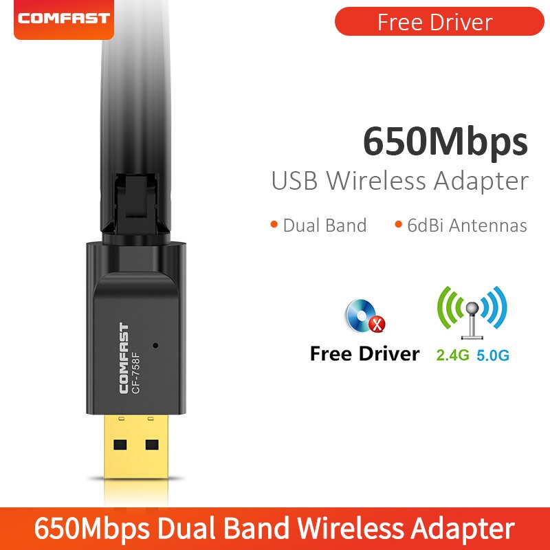 Comfast Wi-fi Usb Adapter RTL8811CU 5.8Ghz + 2.4Ghz Wi-fi Ontvanger 650Mbps Gratis Driver Wifi Adapter 5ghz Pc Antenne Wifi Dongle