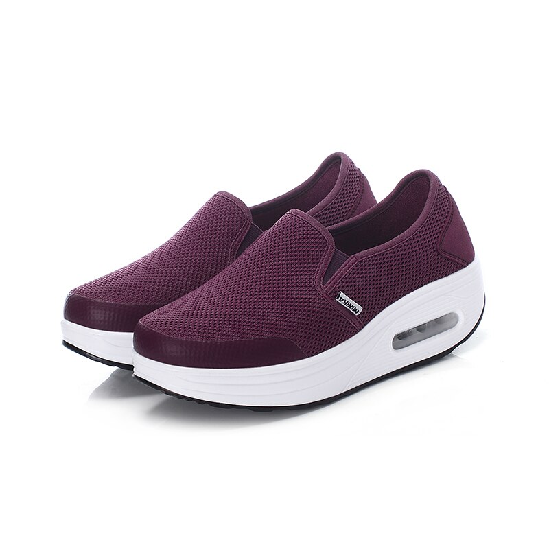 Kvinner flat platform toning sko slip on lette damer wedge fitness swing joggesko utendørs kvinner slankesko sport
