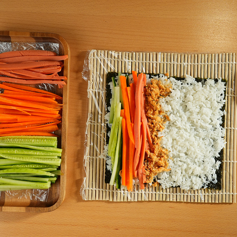 Bambu sushirulle miljövänlig fyrkantig matta gör-det-själv sushi rull köksverktyg handgjorda mat risbollform tillbehör