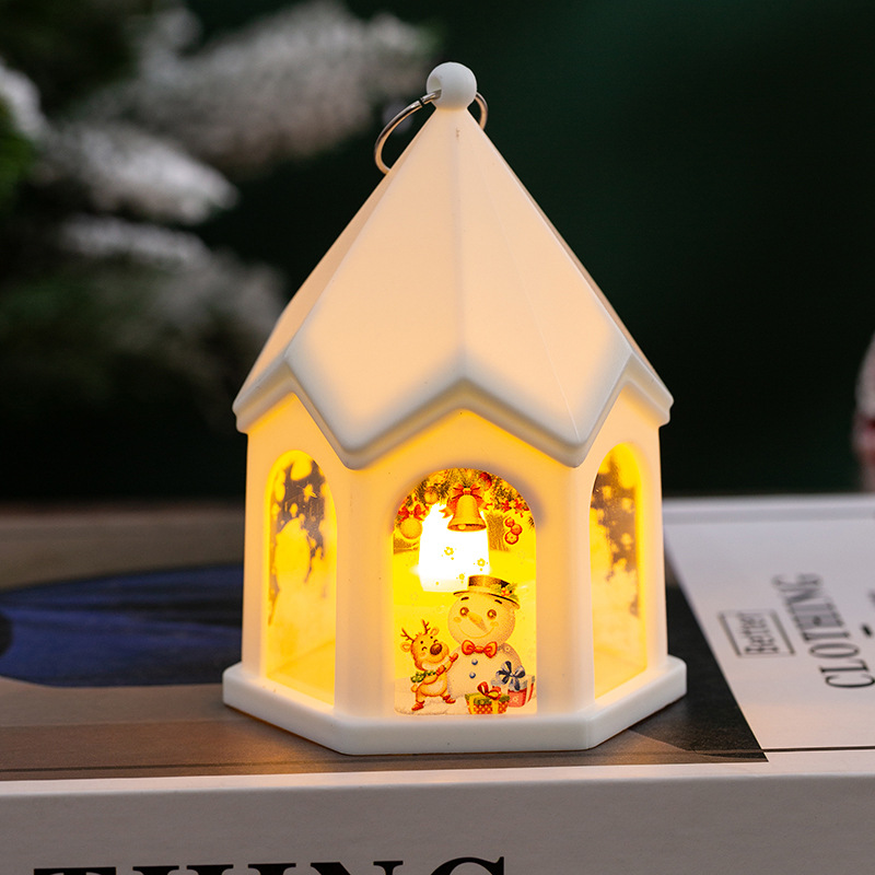 Christmas Tree Pendant Christmas Decoration Children's Luminous Retro Night Light Ornament Desktop Decoration Props: L / Fluorescence Yellow