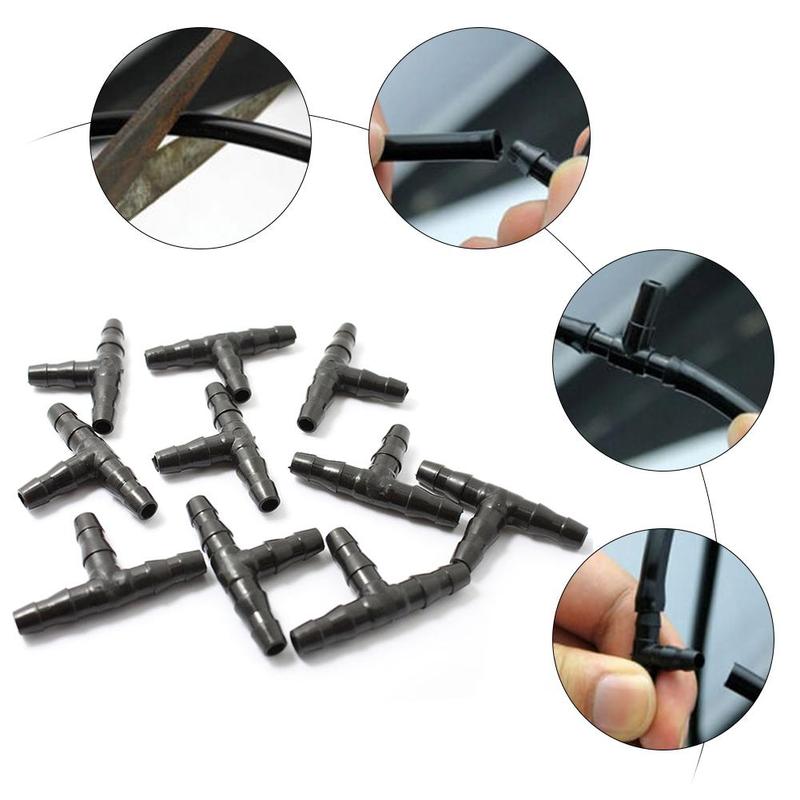 10 Uds. Conector de derivación en T para manguera de 1/4 pulgadas, conector para césped y jardín, manguera , riego de 4/7 Mm, N2A9