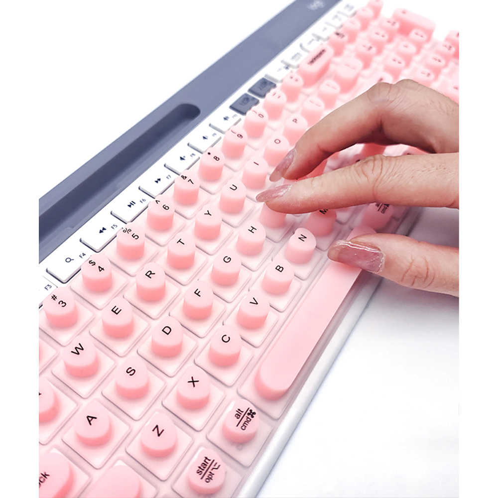 Teclado de silicona para decoración de uñas, teclado de membrana para dispositivos de escritura de oficina con uñas largas para mujeres, para Logitech K580, Aurora