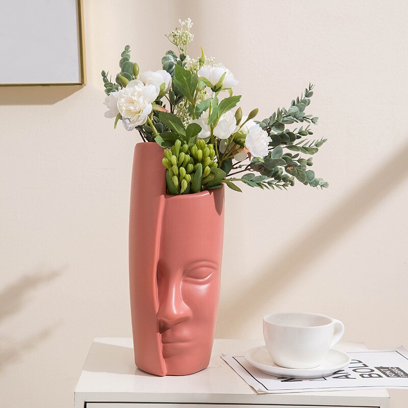 Jarrón de cerámica de imitación para decoración nórdica, cesta de flores de plástico para Decoración