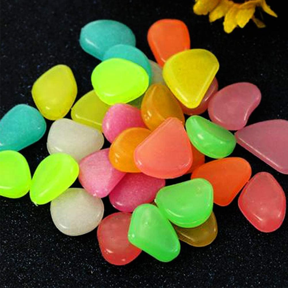 50pcs/100pcs Luminous Stone Walkway Rock Garden Patio Lawn Yard Stone Decoration Garden Craft Aquarium Fishtank Pebbles Decor