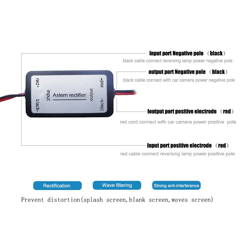 Régulateur de relais de caméra de recul pour voiture 12V, redresseur de caméra de recul, filtre de relais d'interférence