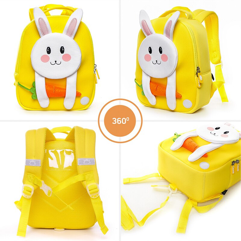 Cocomilo Fabrik Preis 3D Gelb Kaninchen Kleinkind freundlicher Schule Tasche für freundlicher Wasserdicht Tiere Anti Verloren Mochila Infantil