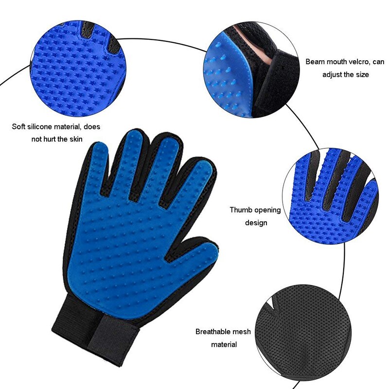 Guante de aseo para perros, gatos y mascotas, cepillo de baño, guantes de limpieza efectiva, depilación