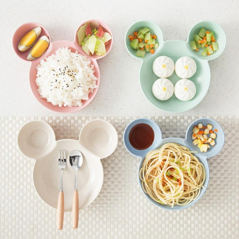 Sarjakuva vauvan astiasto infant food dining children bowl feeding set wheat straw kids dining plate
