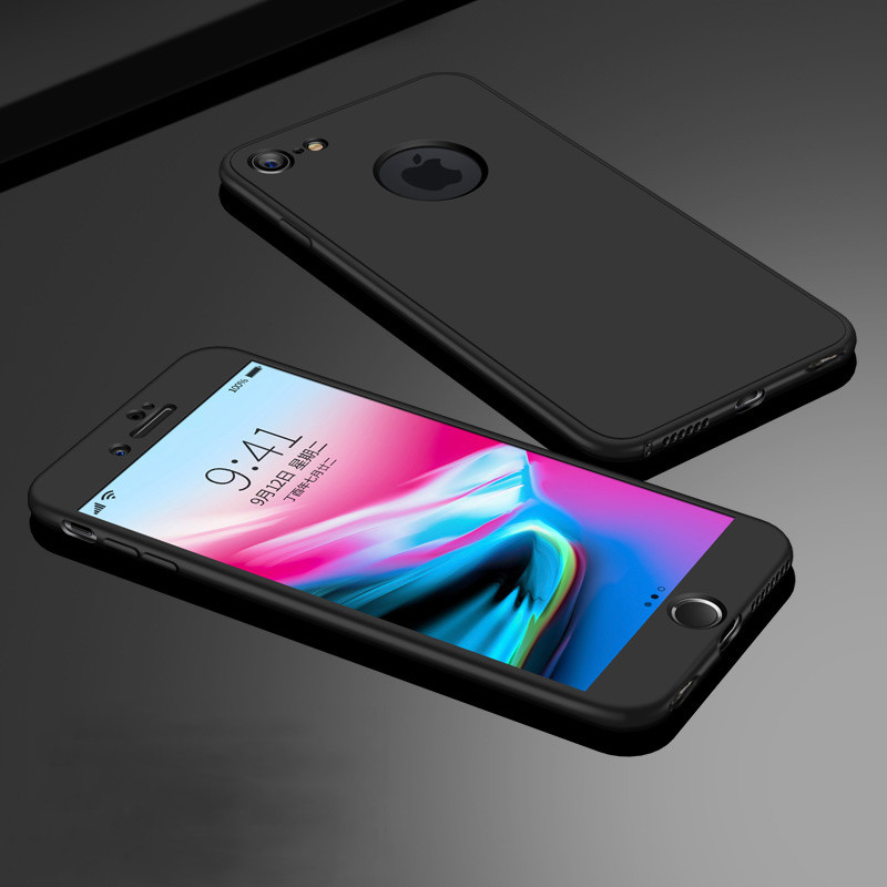 360 volle Abdeckung Telefon Fall Für iPhone XS Max X XR 5 5S SE 6 6S 7 8 plus 6Plus 7Plus Weiche Silikon schützen Coque Für iPhone XSMax: For iPhone 6 6S / Black