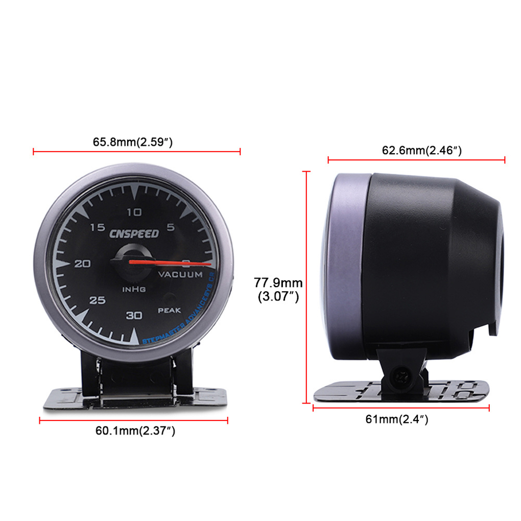 Car Turbo Boost Gauge 60mm/2.5" 7 Light Color Backlight Turbo Vacuum Gauge Auto Universal Digital Meter