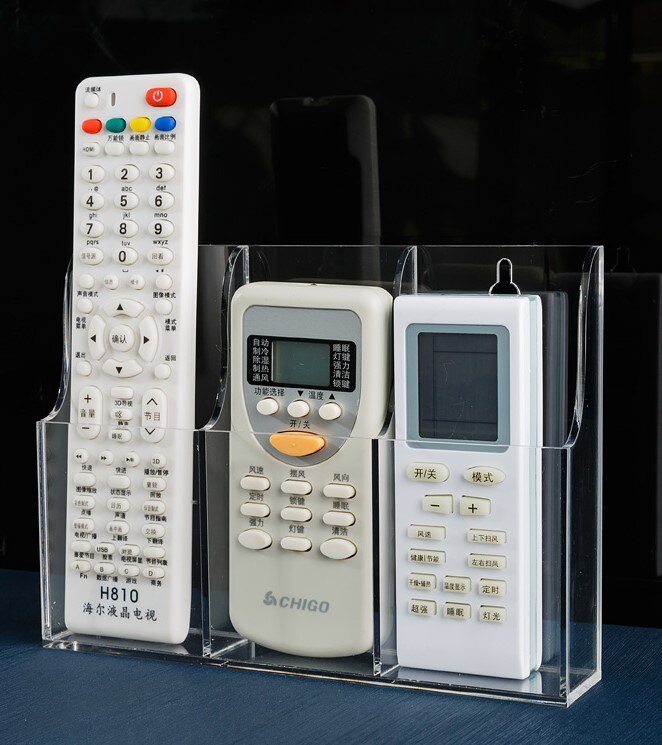 Office Wall Mounted Transparent Organizer Acrylic Remote Control Desk Organizer Holder Storage Box: A3
