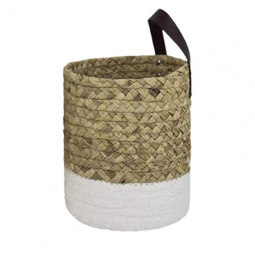 Household Foldable Woven Storage Basket Plant Wicker Hanging Baskets Garden Flower Vase Foldable Flower Pots Storage Basket: White  Multicolor  L