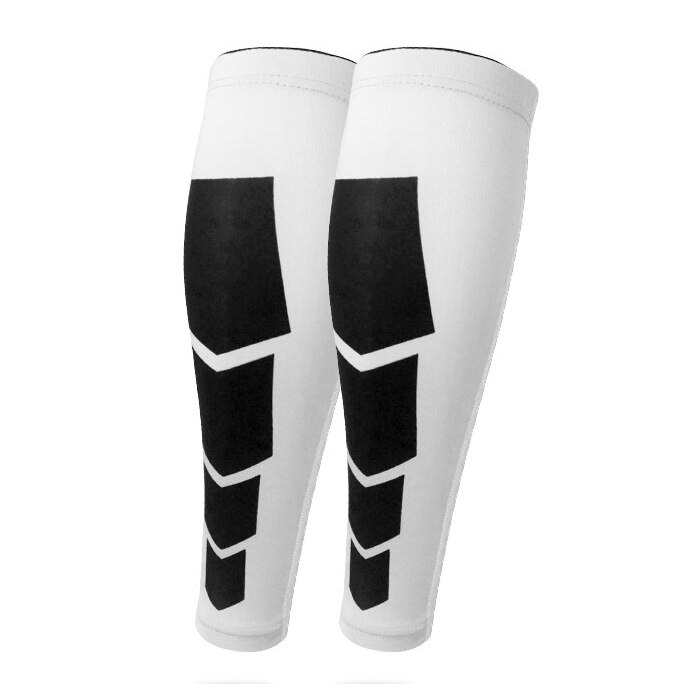 2 Pcs Voetbal Basketbal Hardlopen Beenwarmers Fietsen Kalf Greaves Scheenbeschermers Shin Supporter Kyqrtz Outdoor Sport Compressie Been: WHITE / L