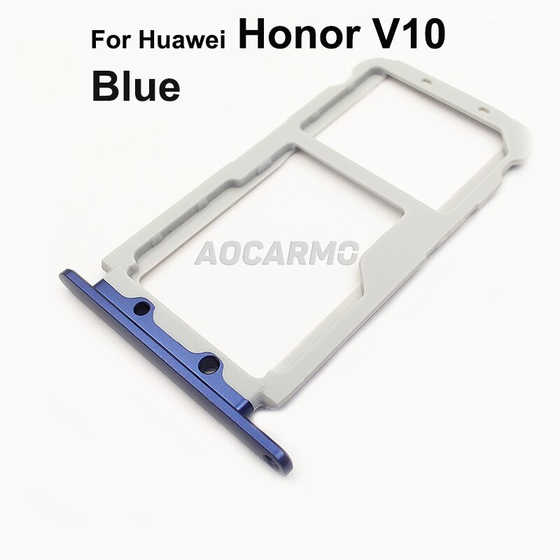 Aocarmo Schwarz/Rot/Blau/Gold SD MicroSD Halter Nano Sim Karten-behälter Slot Für Huawei Ehre V10 BKL-AL20: Blue