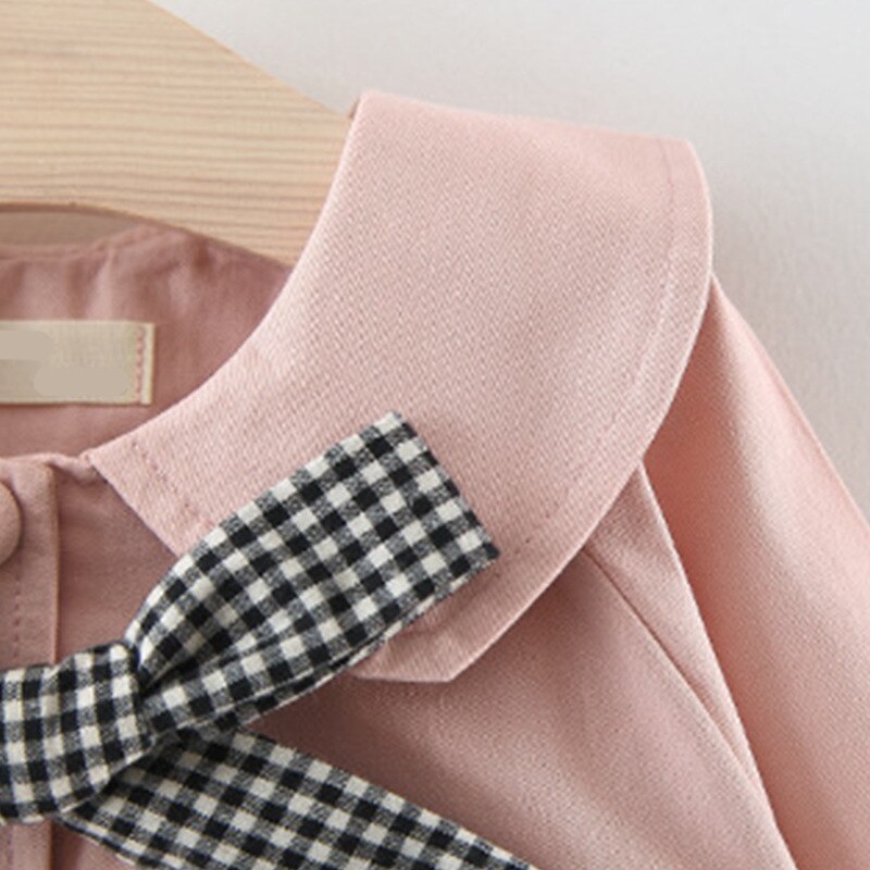 Abrigo de princesa para niños, abrigo de primavera y otoño, abrigo de bebé, chaqueta de bebé bonita rompevientos con lazo de rejilla CT034