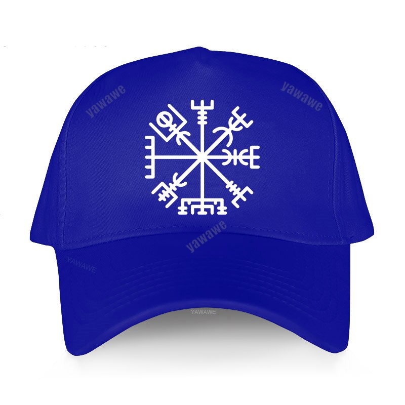 Marchio di moda Vegvisir Futhark Runes Navigator Vegvisir Viking Compass berretto da Baseball uomo donna cappelli snapback Hip-Hop regolabili: blue