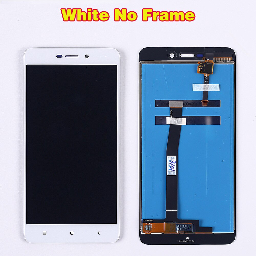 100% testé écran LCD pour Xiaomi Redmi 4A 5.0 pouces écran tactile 1280*720 numériseur cadre d'assemblage avec verre trempé gratuit: White without Frame