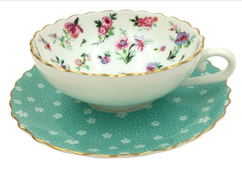 150 ml blå & blomster serie porcelæn kaffe & te sæt kopper og underkopper kvinders yndlingsmor