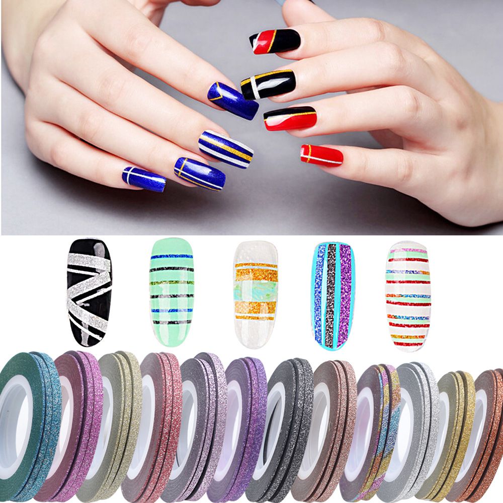 14 kleuren Gemengde Kleur Nail Striping Tape Decal Voor DIY 3D Verscheidenheid Nail Art Tips Decorations Nail Line Folie nail art Tape Sticker