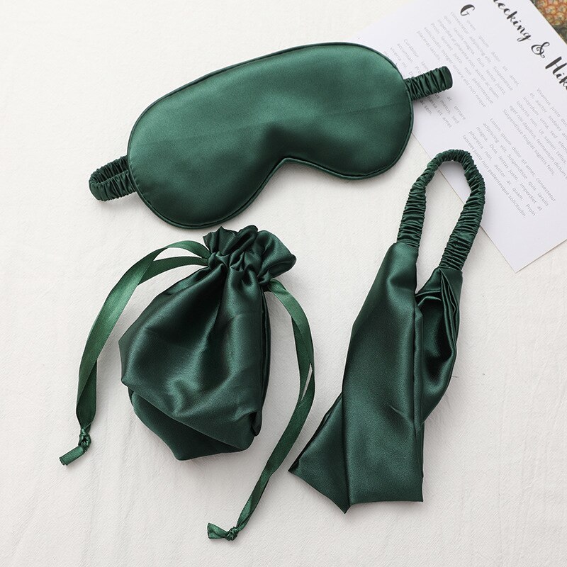 Máscara antifaz para dormir de seda para hombre y mujer, banda de algodón transpirable, suave, para aliviar los ojos: Green