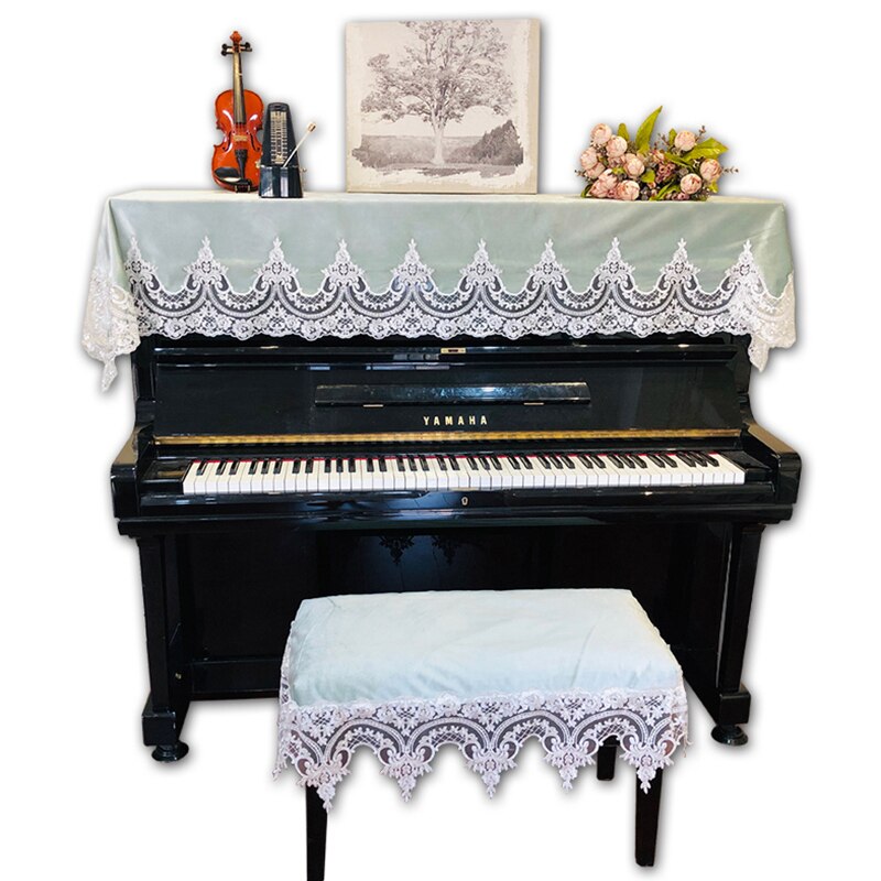 Demi-ensemble de couverture de piano en dentelle de , tissu de piano coréen, serviette de piano de style princesse, anti-poussière de couleur pure, 100x210cm