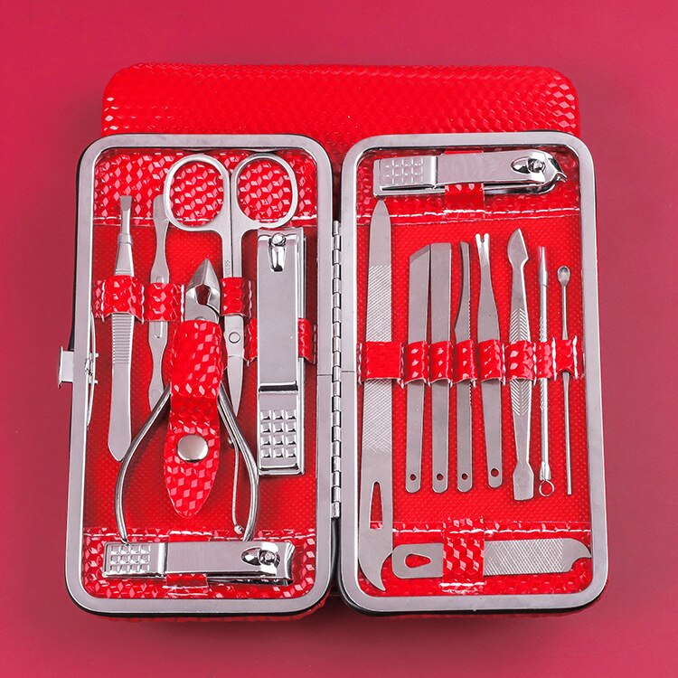 Schoonheid manicure pedicure schaar verzorgingsset manicure set 19 stuks nagelknipper eagle tools complete set in doos: 6