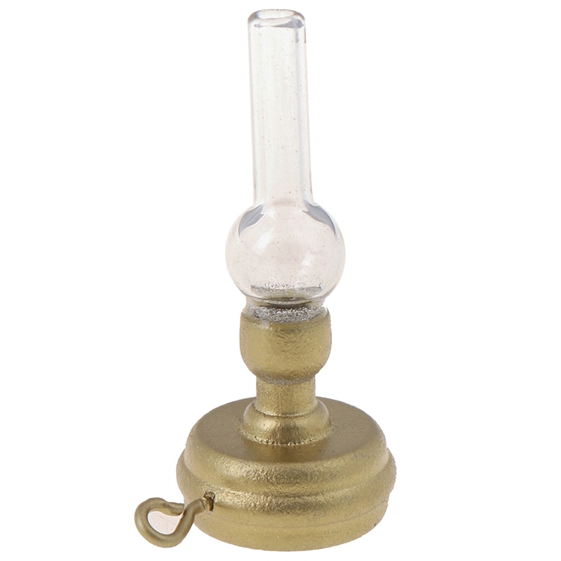 1:12 DIY Doll house Miniatures Accessories Toys Copper Base Glass Candlestick Retro Kerosene Lamp