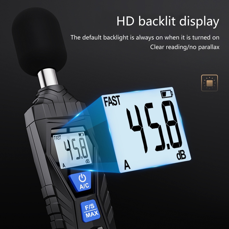Decibel Meter Digital Sound Level Meter Handheld Audio Noise Meter Tester w/ LCD Display Measuring 30-130dB Accuracy 2.0 G8TB
