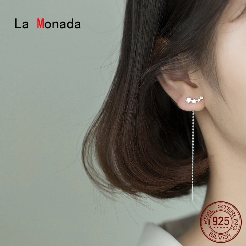 La Monada wiszące wiszące kolczyki dla kobiet srebro 925 prawdziwa kobieta pentagram Koreańnarty spadek kolczyki minimalistyczna damska biżuteria