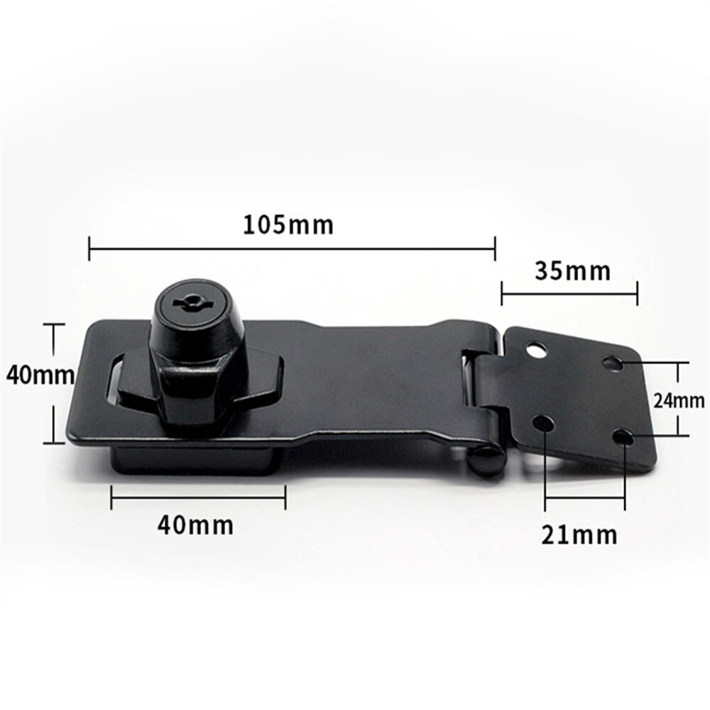 1pc Heavy Duty Locking Hasp With Keys Padlock Cupboard Wooden Box Lock Door Hardware Accessories Drawer Lock home Lock Pick Set: Black-4 inch