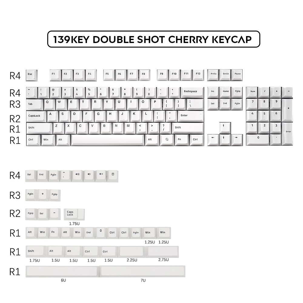 139 Keys PBT Keycap Cherry Profile Double Shot Minimalist white Black Keycaps For CHERRY Ducky iKBC Mechanical Gaming Keyboard